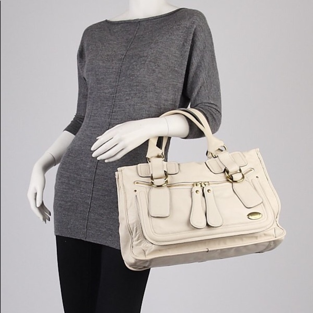 CHLOE large “BAY SATCHEL” bag, off white